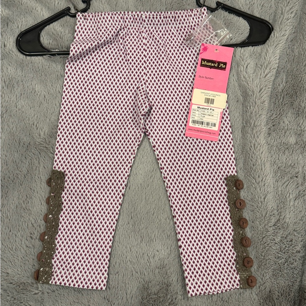 Mustard Pie Pink and Brown Button Leggings